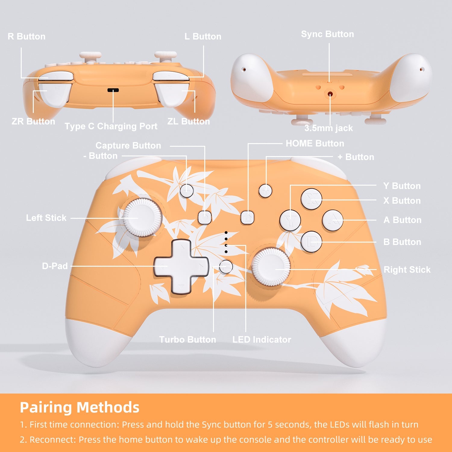Mytrix Maple Yellow Wireless Switch Pro Controller Mytrix Maple Yellow Wireless Switch Pro Controller